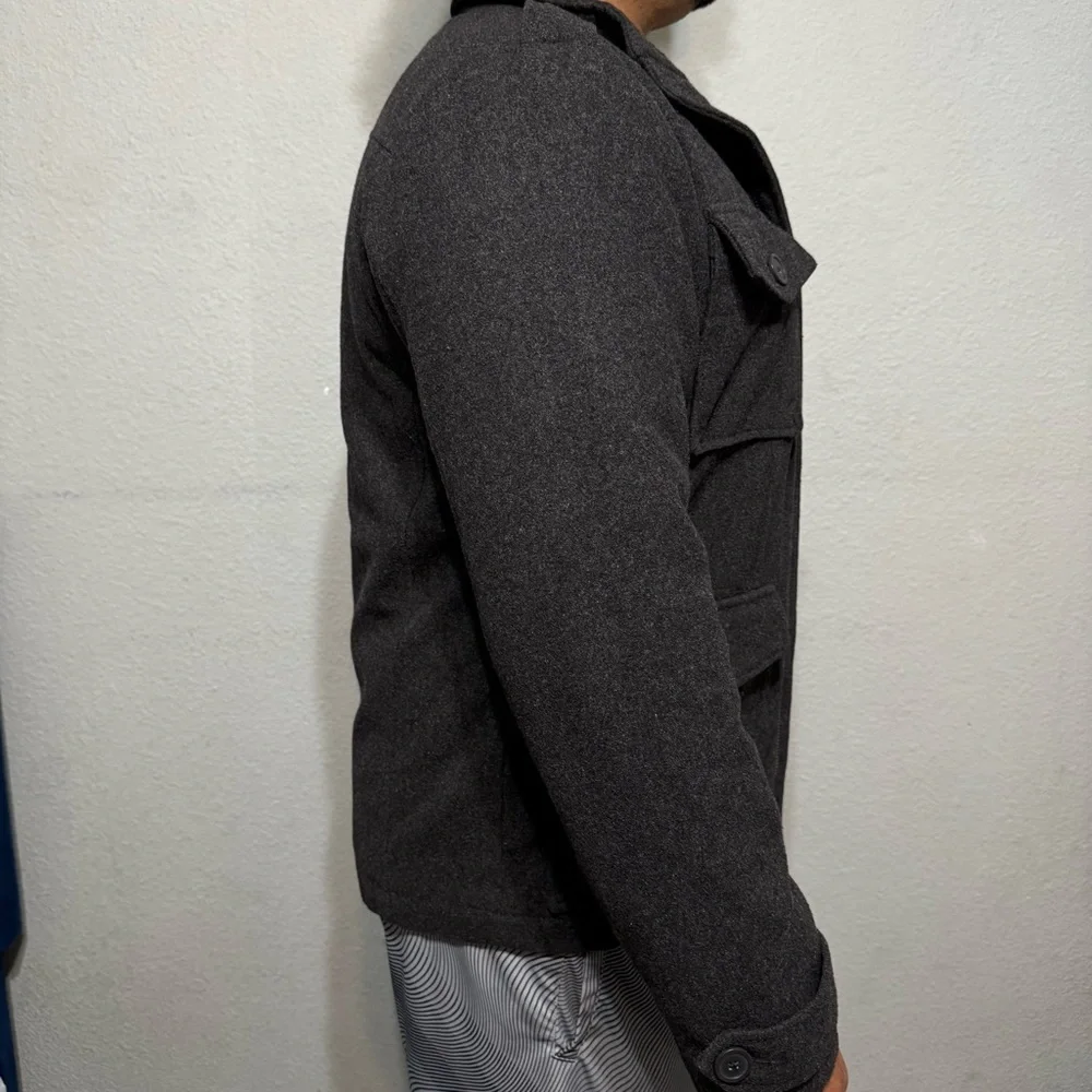 GAP Men Gray Military Field Zippered Long Sleeves Heavy Cozy Winter Jacket‎ Sz M